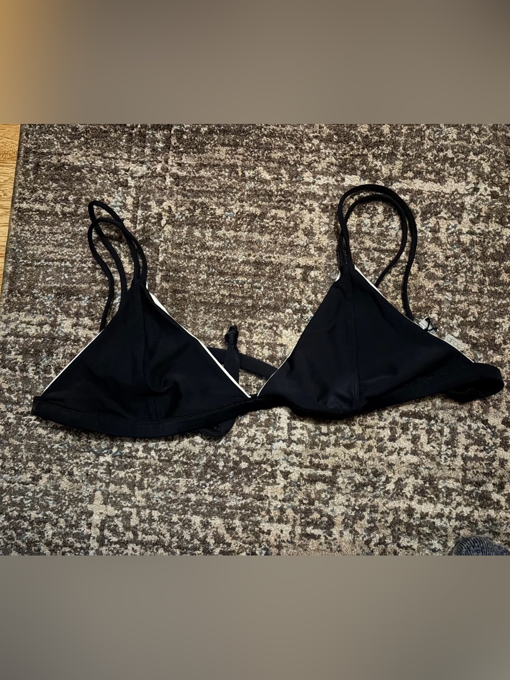 Aloe Swimwear Reversible Bikini Top — Black/White, Size L, NWT